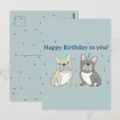 Carte Postale Joyeux anniversaire Français, bouledogue (Devant / Derrière)