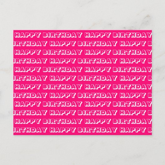 Carte Postale "Joyeux Anniversaire" fuchsia rose blanc (Devant)