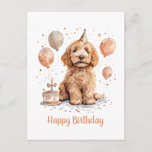 Carte Postale Joyeux Anniversaire Gâteau d'anniversaire de chien (Devant)