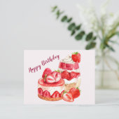 Carte Postale Joyeux Anniversaire Gâteau de Fraise et Crème Glac (Debout devant)