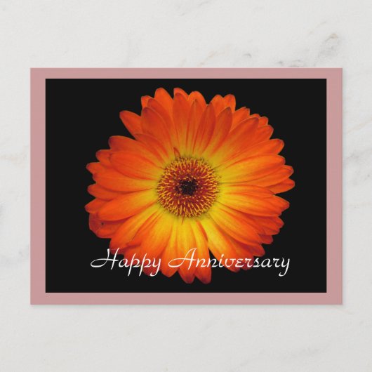 Carte Postale Joyeux anniversaire gerbera orange (Devant)