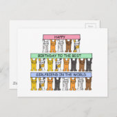 Carte Postale Joyeux Anniversaire Girlfriend Cartoon Chats (Devant / Derrière)