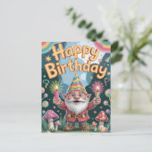 Carte Postale Joyeux Anniversaire Gnome Salutation (Debout devant)