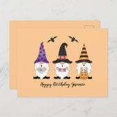 Carte Postale Joyeux anniversaire Gnomie Halloween violet orange (Devant / Derrière)