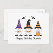 Carte Postale Joyeux Anniversaire Gnomie Halloween Violet Orange (Devant / Derrière)