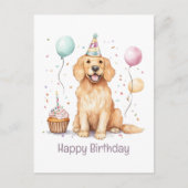 Carte Postale Joyeux Anniversaire Golden Retriever Chien (Devant)
