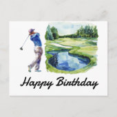 Carte Postale Joyeux Anniversaire Golfeur Golf (Devant)