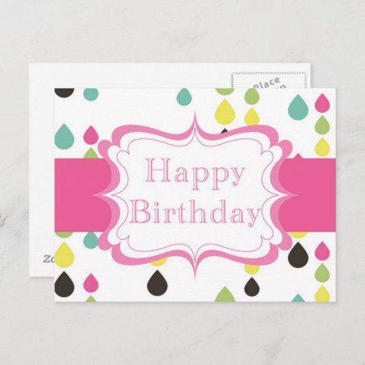 Carte Postale Joyeux anniversaire (gouttes de larmes) (Devant / Derrière)