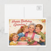 Carte Postale Joyeux anniversaire grand-mère (Devant / Derrière)