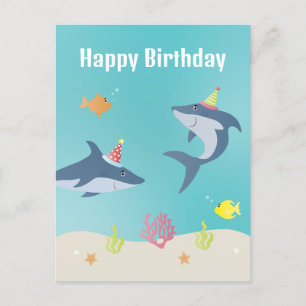 Carte Postale Joyeux Anniversaire Grand Requin Blanc Dessin Anim