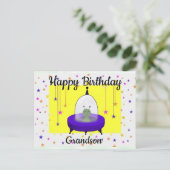Carte Postale Joyeux anniversaire, Grandson, Cute Space Alien (Debout devant)