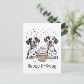 Carte Postale Joyeux anniversaire Great Dane Dogs Cupcake (Debout devant)