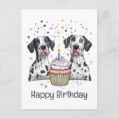 Carte Postale Joyeux anniversaire Great Dane Dogs Cupcake (Devant)