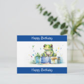 Carte Postale Joyeux Anniversaire Grenouille verte mignonne avec (Debout devant)