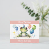 Carte Postale Joyeux Anniversaire Grenouille verte mignonne avec (Debout devant)