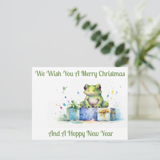 Carte Postale Joyeux Anniversaire Grenouille verte mignonne avec (Debout devant)