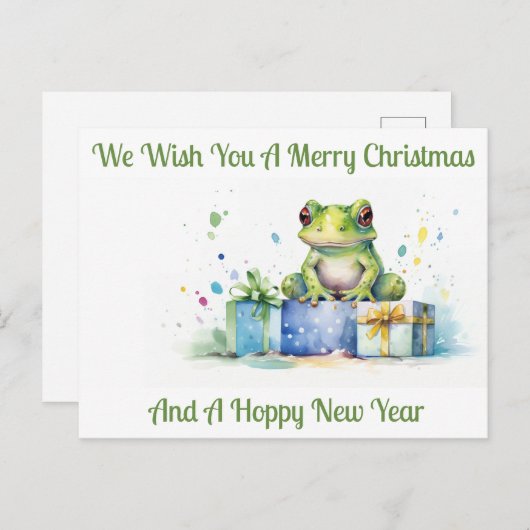 Carte Postale Joyeux Anniversaire Grenouille verte mignonne avec (Devant / Derrière)