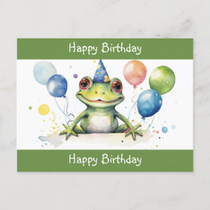 Carte Postale Joyeux Anniversaire Grenouille verte mignonne avec