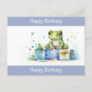 Carte Postale Joyeux Anniversaire Grenouille verte mignonne avec
