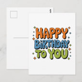 Carte Postale Joyeux Anniversaire Groovy (Devant / Derrière)
