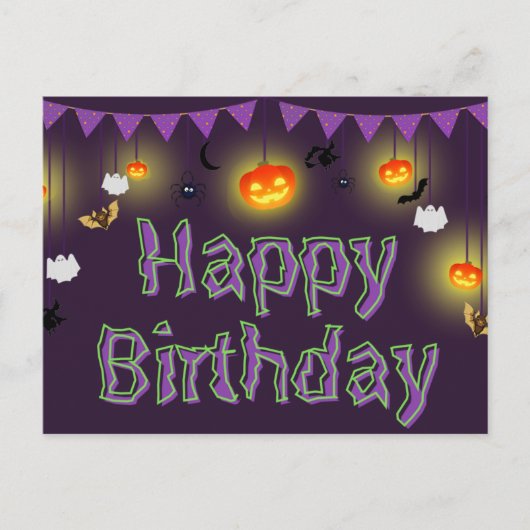 Carte Postale Joyeux anniversaire Halloween (Devant)