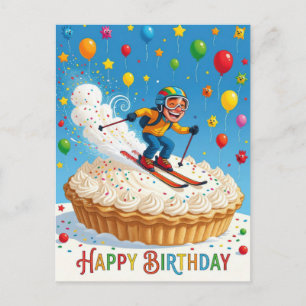 Carte Postale Joyeux Anniversaire Homme Skieur