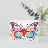 Carte Postale Joyeux Anniversaire Illustration de papillon artis (Debout devant)