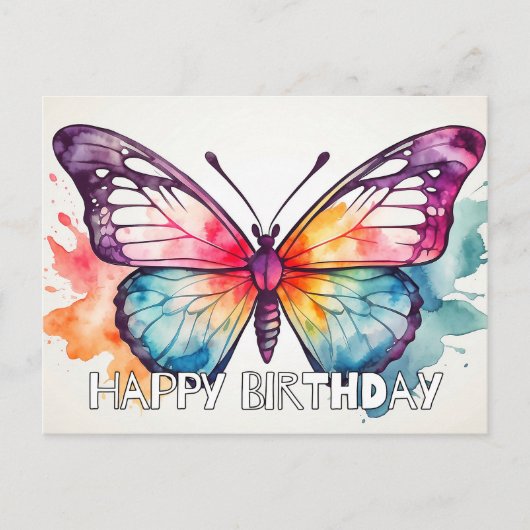 Carte Postale Joyeux Anniversaire Illustration de papillon artis (Devant)