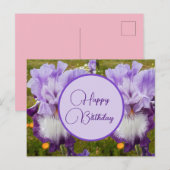 Carte Postale Joyeux Anniversaire Iris floral dames Carte-Postal (Devant / Derrière)