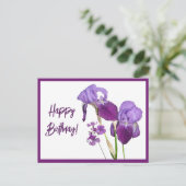 Carte Postale Joyeux Anniversaire iris pourpre belle florale mig (Debout devant)