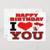 Carte Postale Joyeux anniversaire Je t'aime (Devant / Derrière)