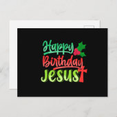 Carte Postale Joyeux Anniversaire Jésus Noël Joyeux Noël Cadeau (Devant / Derrière)