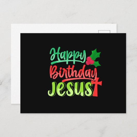 Carte Postale Joyeux Anniversaire Jésus Noël Joyeux Noël Cadeau (Devant / Derrière)