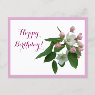 Carte Postale Joyeux anniversaire joli fleur rose fleurie
