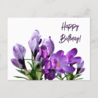 Joyeux anniversaire joli fleurs de crocus mauve fl