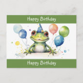 Carte Postale Joyeux Anniversaire joli grenouille verte avec bal (Devant)