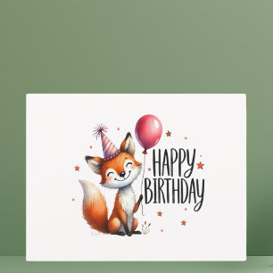 Carte Postale Joyeux anniversaire - Joli Renard Rouge