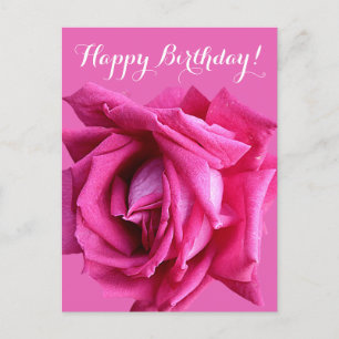Carte Postale Joyeux anniversaire joli rose chaud rose floral si
