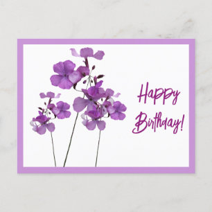 Carte Postale Joyeux anniversaire joli violet fleurs sauvages fl