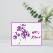 Carte Postale Joyeux anniversaire joli violet fleurs sauvages fl (Debout devant)