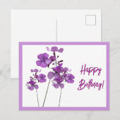 Carte Postale Joyeux anniversaire joli violet fleurs sauvages fl (Devant / Derrière)