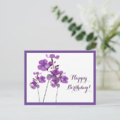 Carte Postale Joyeux anniversaire joli violet simple moderne fle (Debout devant)
