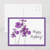 Carte Postale Joyeux anniversaire joli violet simple moderne fle (Devant / Derrière)