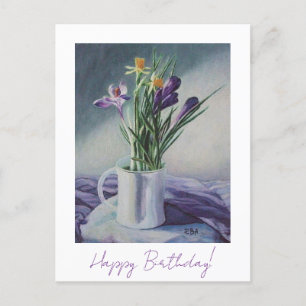 Carte Postale Joyeux anniversaire jolie fine art florale violett