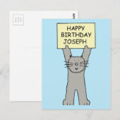 Carte Postale Joyeux anniversaire Joseph Cartoon Chat (Devant / Derrière)