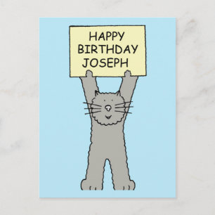 Carte Postale Joyeux anniversaire Joseph Cartoon Chat