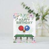 Carte Postale Joyeux Anniversaire Joueur de Tennis de Table Ping (Debout devant)