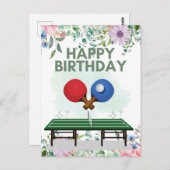 Carte Postale Joyeux Anniversaire Joueur de Tennis de Table Ping (Devant / Derrière)