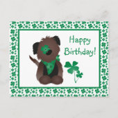 Carte Postale Joyeux Anniversaire Jour Chien Shamrock Vert (Devant)