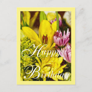 Carte Postale Joyeux Anniversaire Joyeux Bouquet Painterly
